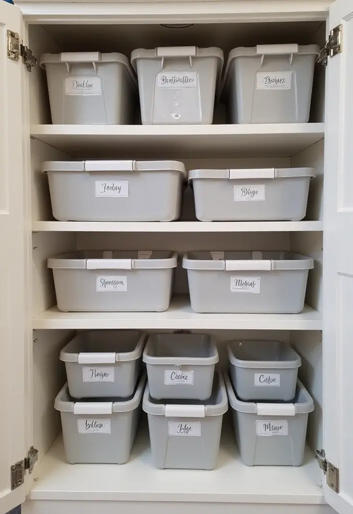 30 Inside Cupboard Ideas Bedroom That Maximize Storage - 13. Stackable Storage Bins