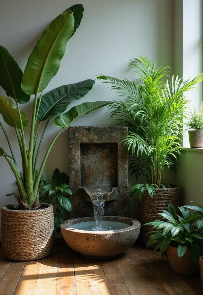 30 Jungle Bedroom Ideas for Adults That Bring Nature Indoors - 11. Indoor Water Features