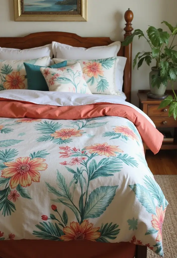 30 Jungle Bedroom Ideas for Adults That Bring Nature Indoors - 16. Floral Bedding