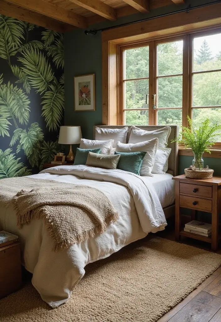 30 Jungle Bedroom Ideas for Adults That Bring Nature Indoors - 18. Soft Ambient Rugs