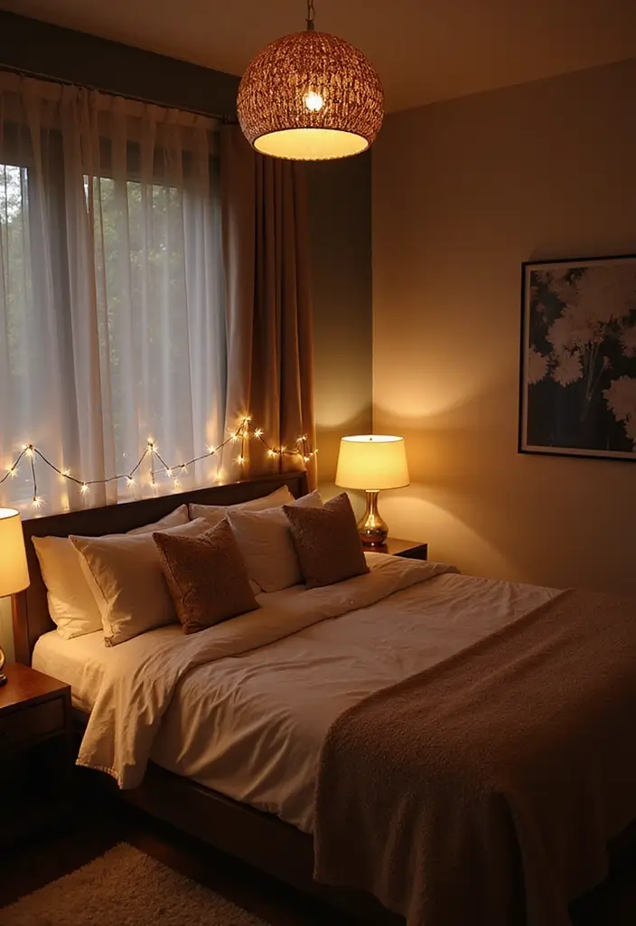 30 Jungle Bedroom Ideas for Adults That Bring Nature Indoors - 6. Layered Lighting