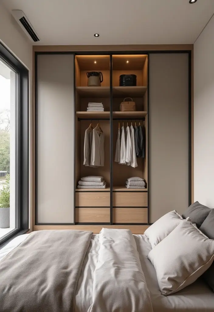 30 Men’s Small Bedroom Ideas That Feel Minimal & Masculine - 12. Compact Wardrobe Solutions