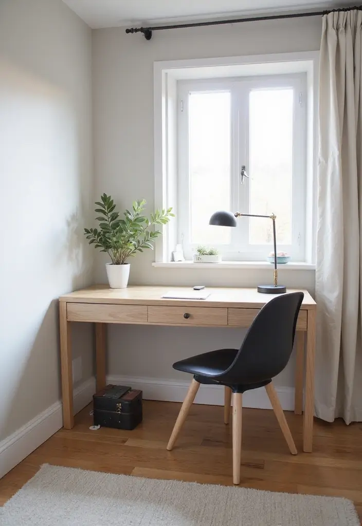 30 Men’s Small Bedroom Ideas That Feel Minimal & Masculine - 19. Minimalist Workspace Corner