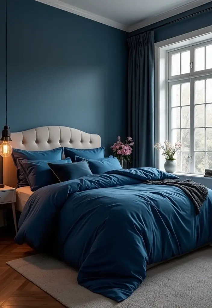 30 Midnight Blue Bedroom Ideas That Feel Bold and Sophisticated - 28. Midnight Blue Bedding Sets