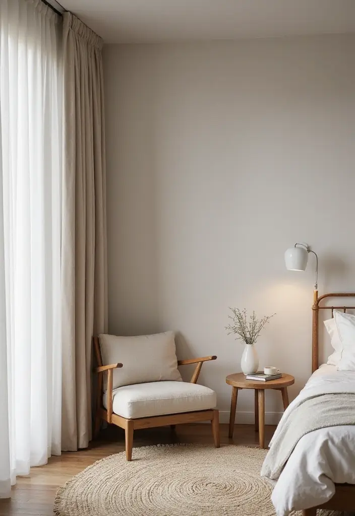 30 Minimalist Small Bedroom Ideas That Look Airy & Organized - 12. Create a Cozy Nook