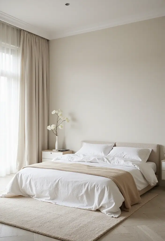 30 Minimalist Small Bedroom Ideas That Look Airy & Organized - 16. Simple Wall Colors