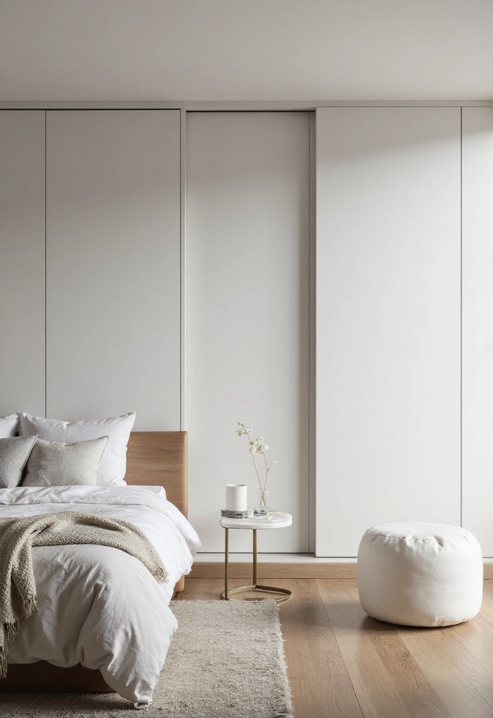 30 Minimalist Small Bedroom Ideas That Look Airy & Organized - 19. Sliding Closet Doors
