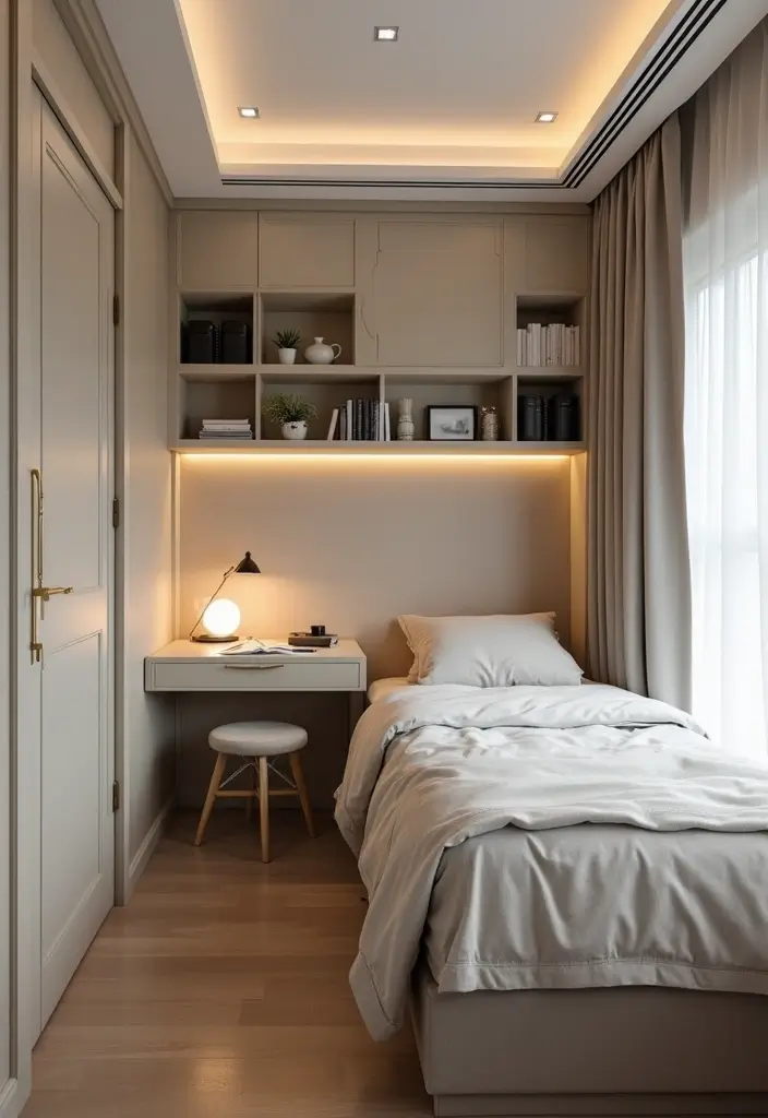 30 Minimalist Small Bedroom Ideas That Look Airy & Organized - 2. Multifunctional Furniture