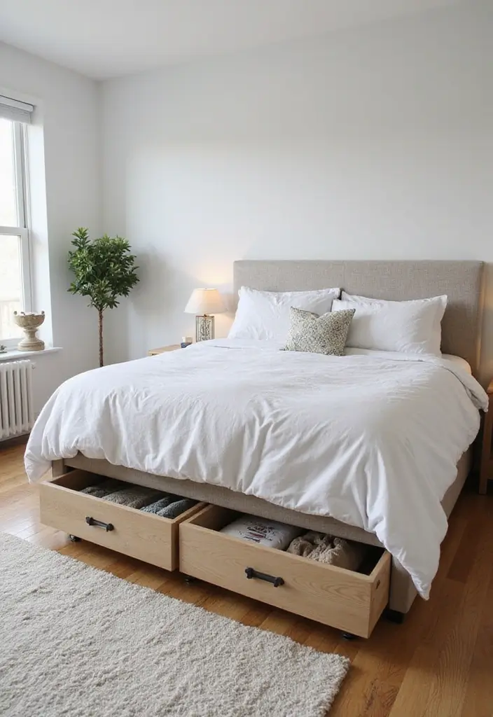 30 Minimalist Small Bedroom Ideas That Look Airy & Organized - 9. Under-Bed Storage Solutions