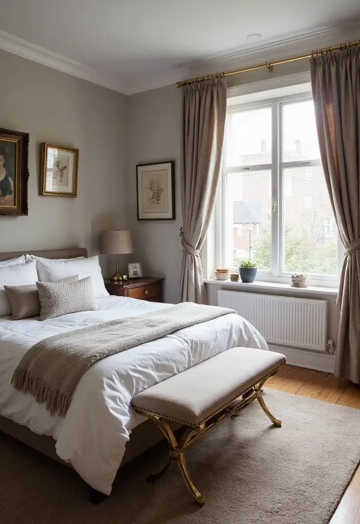 30 Modern Victorian Bedroom Ideas That Blend Old and New Perfectly - 18. A Touch of Glam with Metallics