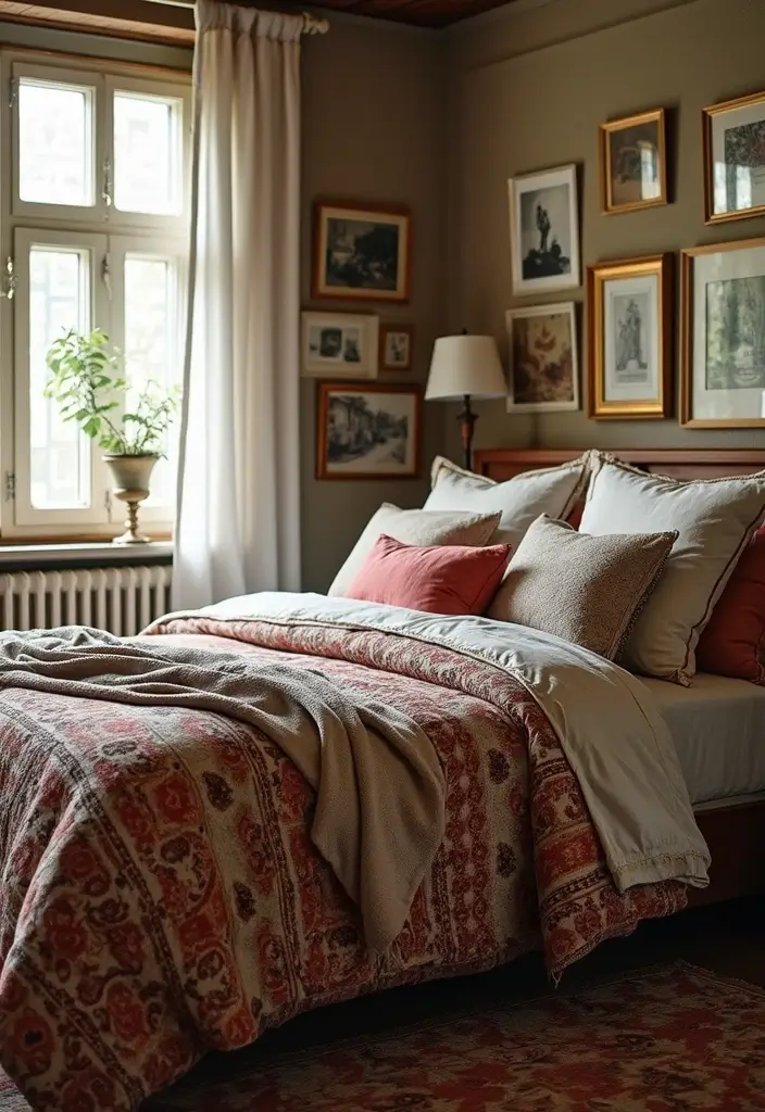 30 Modern Victorian Bedroom Ideas That Blend Old and New Perfectly - 8. Vintage-Inspired Bedding for a Cozy Touch
