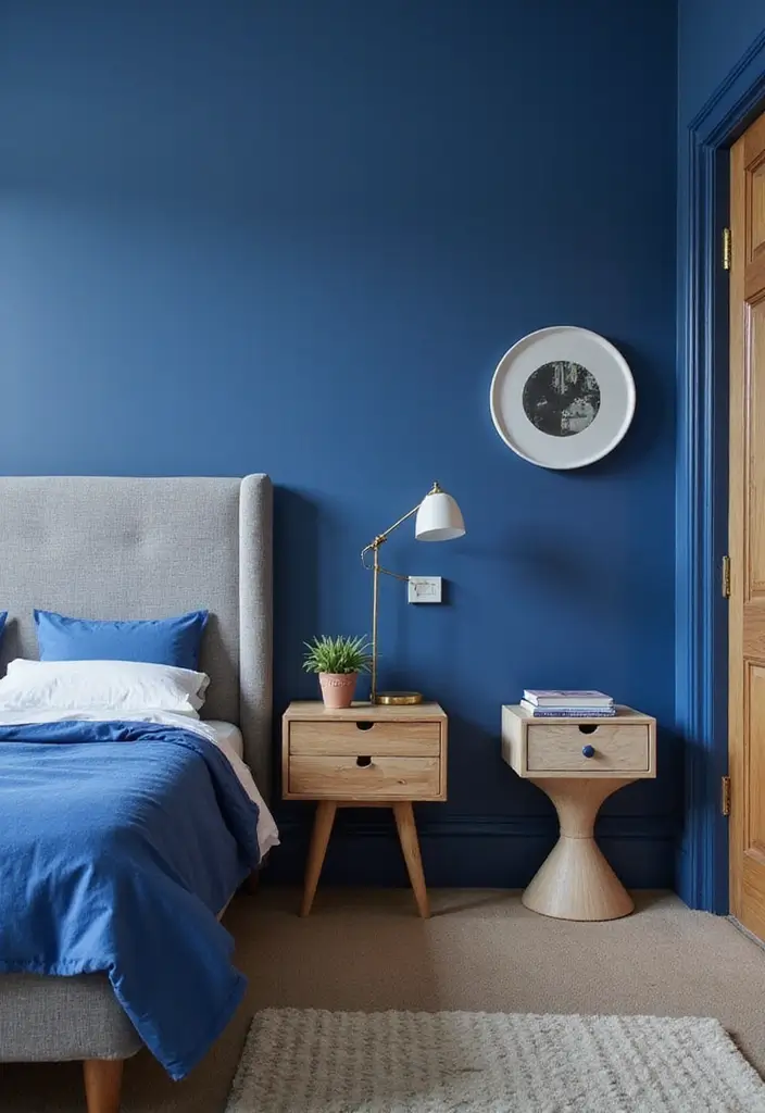 30 Royal Blue Room Ideas Bedroom That Feel Elegant & Relaxing - 21. Creative Nightstands