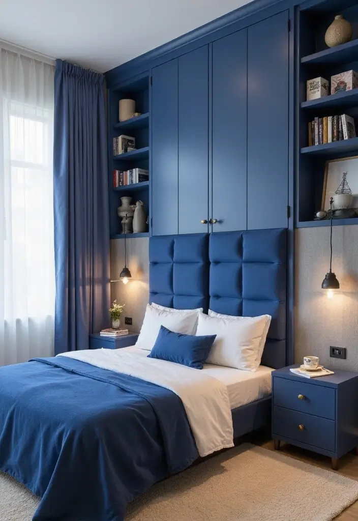 30 Royal Blue Room Ideas Bedroom That Feel Elegant & Relaxing - 22. Multifunctional Furniture