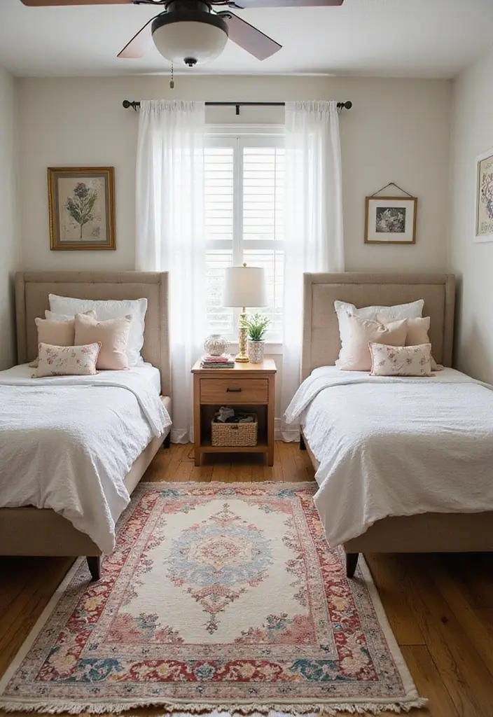 30 Shared Bedroom Ideas for Teens That Are Trendy & Functional - 15. Trendy Rugs to Tie the Room Together