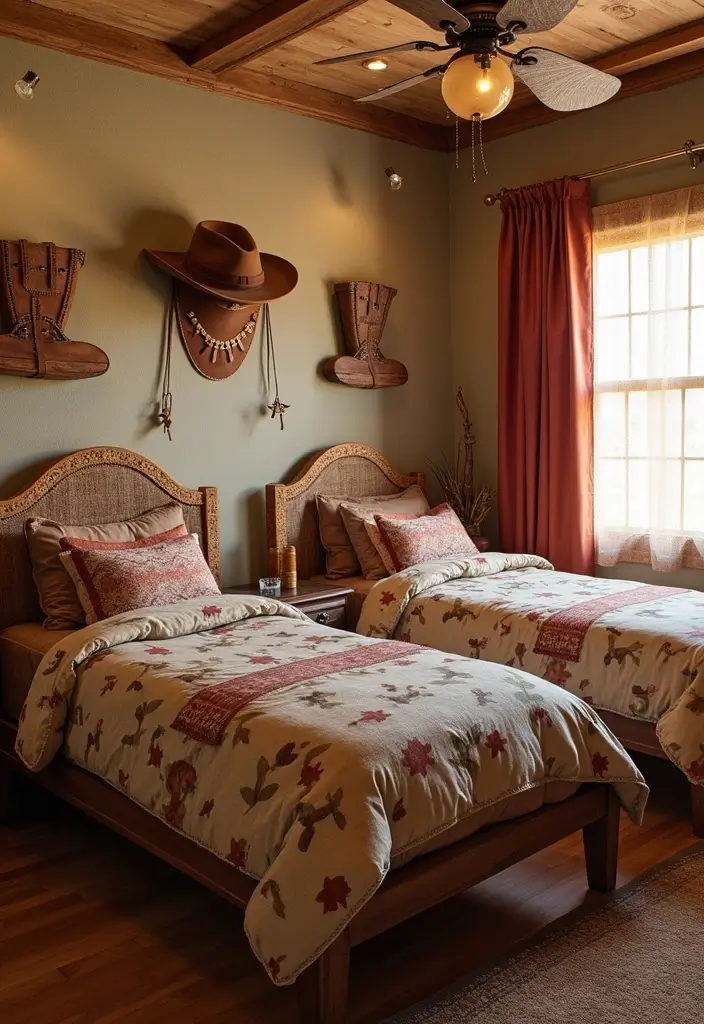 30 Twin Bedroom Ideas for Boys That Are Fun & Functional - 27. Wild West Cattle Ranch