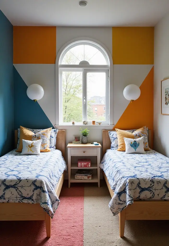 30 Twin Bedroom Ideas for Boys That Are Fun & Functional - 29. Geometric Patterns