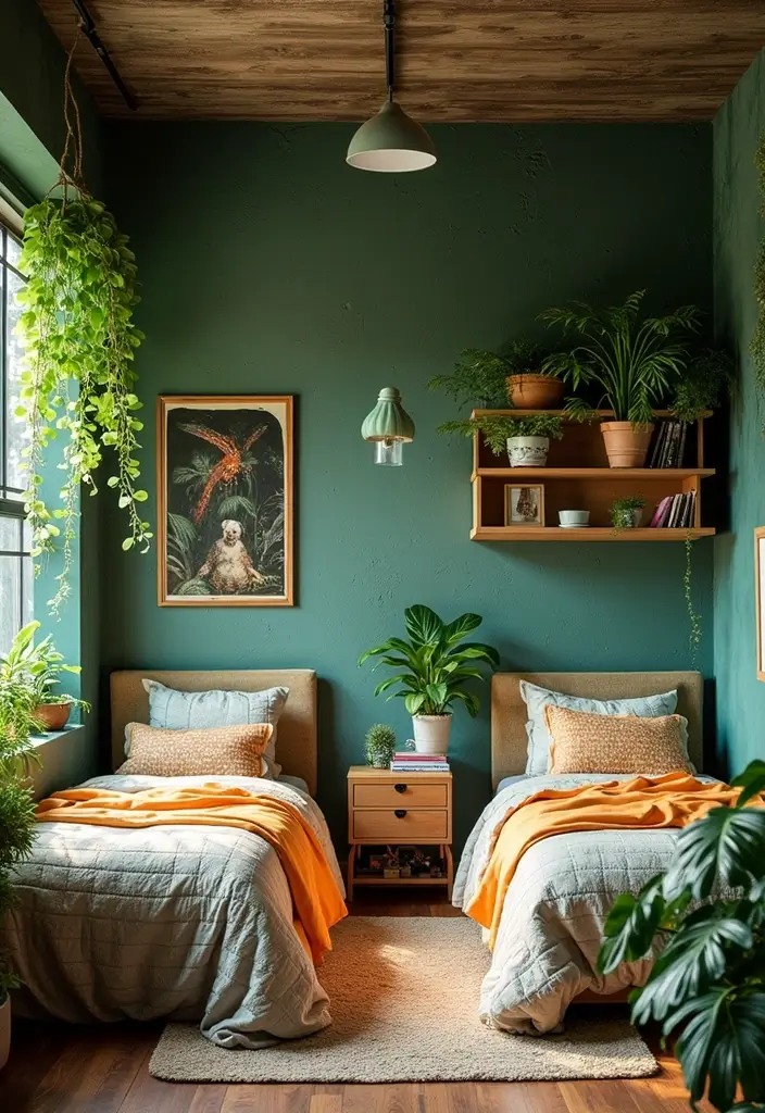 30 Twin Bedroom Ideas for Boys That Are Fun & Functional - 30. Urban Jungle