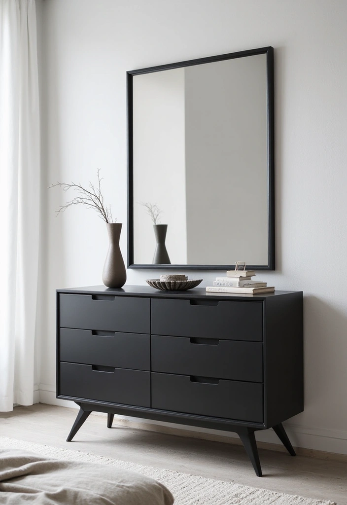 25 Black Dresser Bedroom Ideas That Anchor Any Space - 1. Sleek Modern Lines