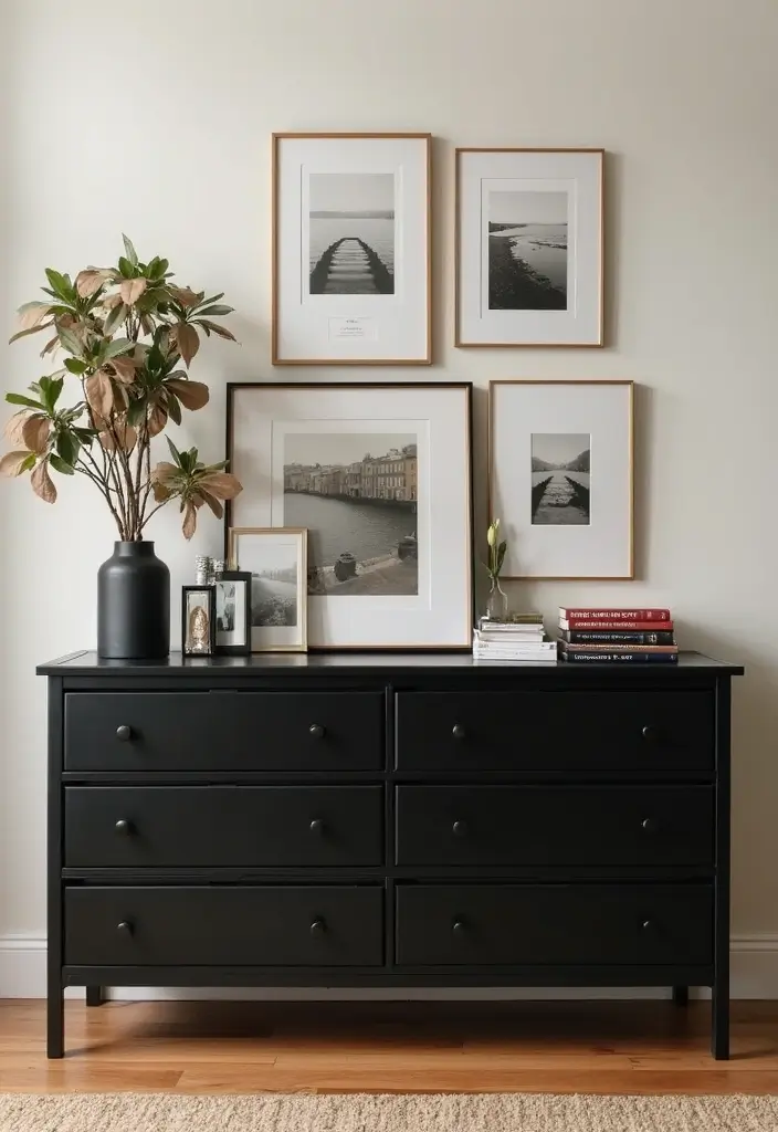 25 Black Dresser Bedroom Ideas That Anchor Any Space - 12. Personal Gallery