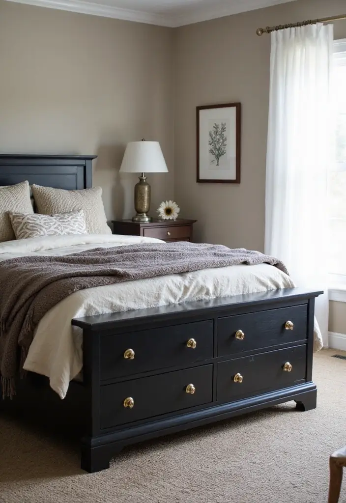 25 Black Dresser Bedroom Ideas That Anchor Any Space - 14. Layered Bedding