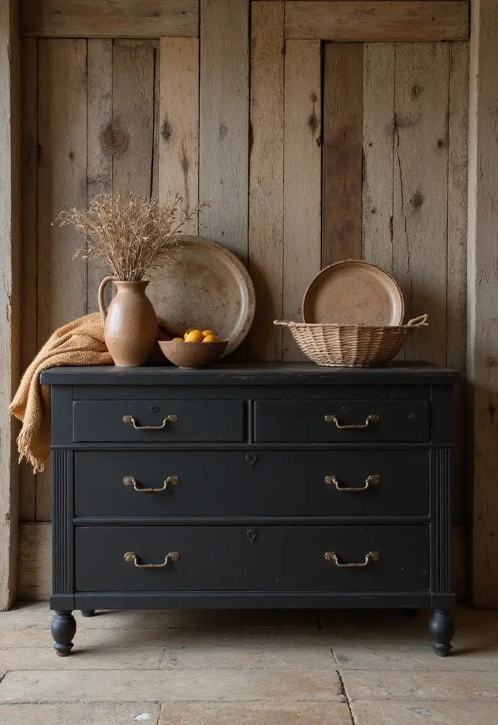 25 Black Dresser Bedroom Ideas That Anchor Any Space - 18. Rustic Flair