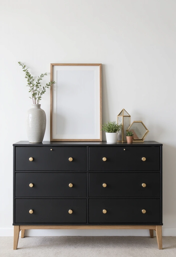 25 Black Dresser Bedroom Ideas That Anchor Any Space - 19. Geometric Shapes