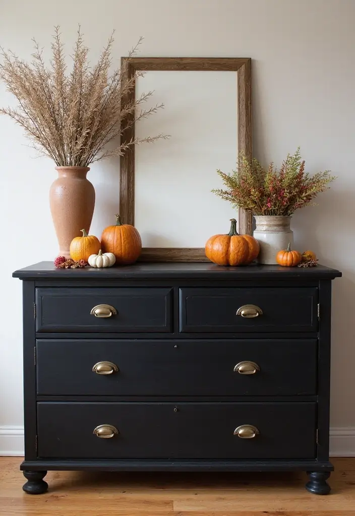25 Black Dresser Bedroom Ideas That Anchor Any Space - 24. Seasonal Switch