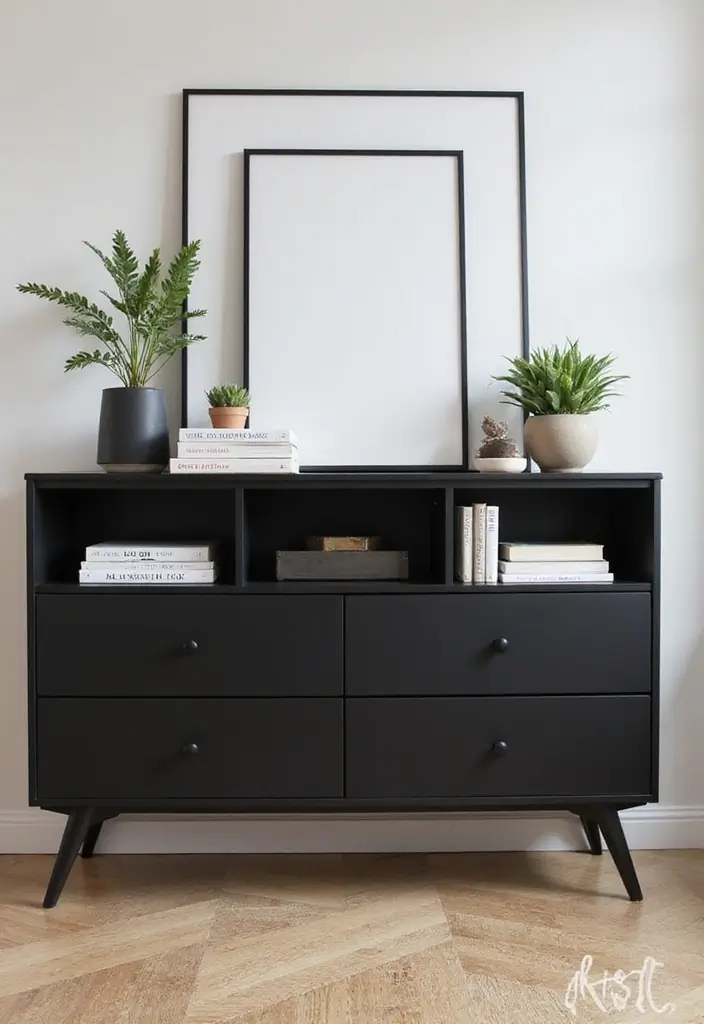 25 Black Dresser Bedroom Ideas That Anchor Any Space - 3. Open Shelf Dresser