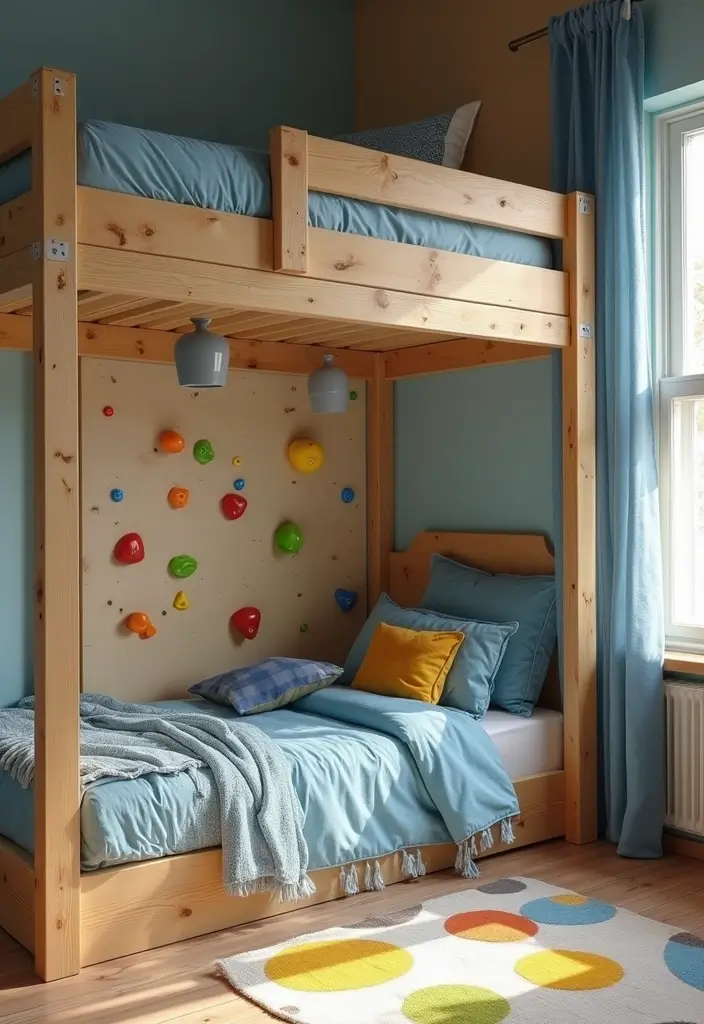 25 Boys Loft Bedroom Ideas That Are Fun & Space-Saving - 22. Child-Friendly Climbing Walls