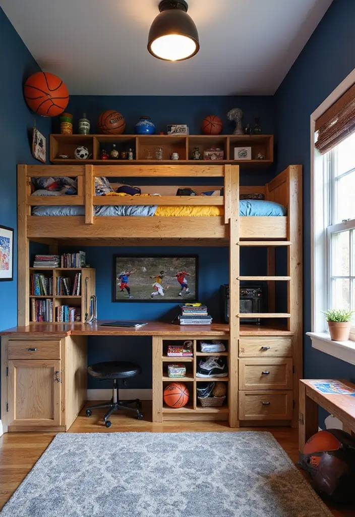 25 Boys Loft Bedroom Ideas That Are Fun & Space-Saving - 4. Sports-Inspired Rooms
