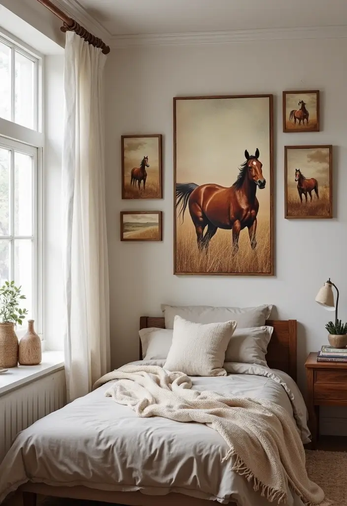 25 Horse Bedroom Ideas for Teens That Feel Rustic and Free-Spirited - 1. Rustic Horse Wall Art