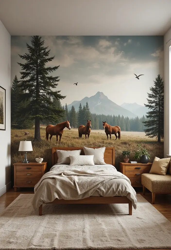 25 Horse Bedroom Ideas for Teens That Feel Rustic and Free-Spirited - 10. Nature-Inspired Wall Murals