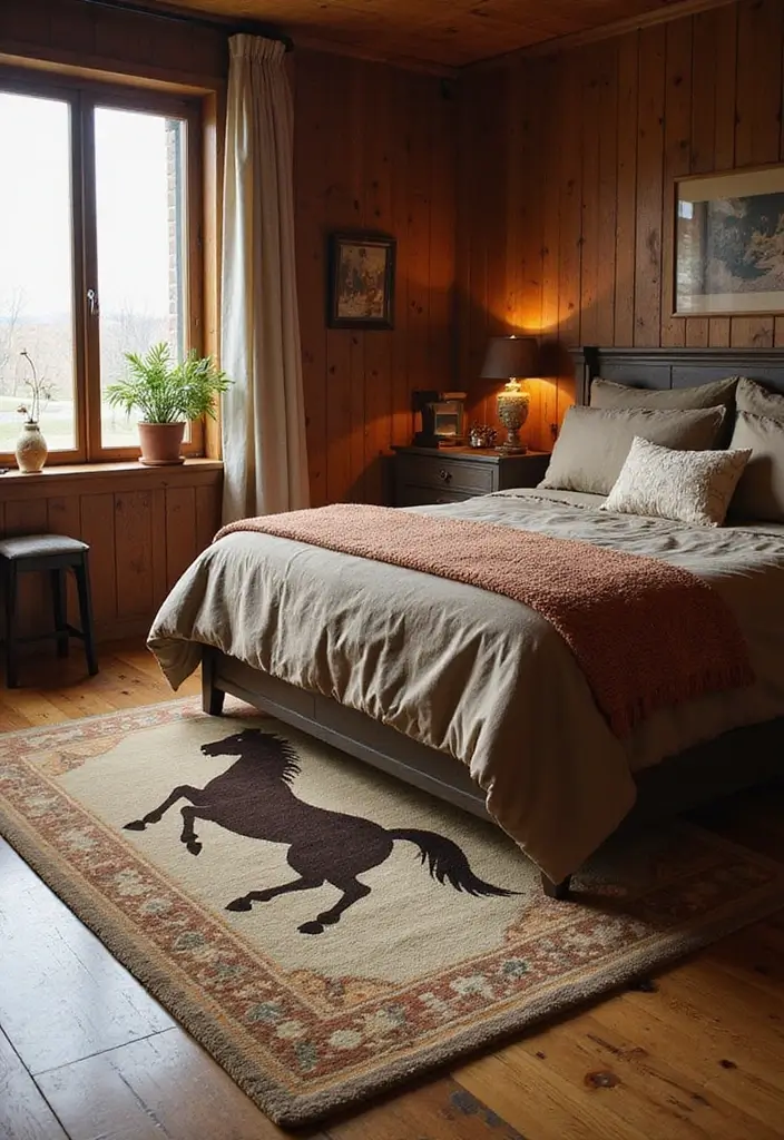 25 Horse Bedroom Ideas for Teens That Feel Rustic and Free-Spirited - 11. Horse-Themed Rugs