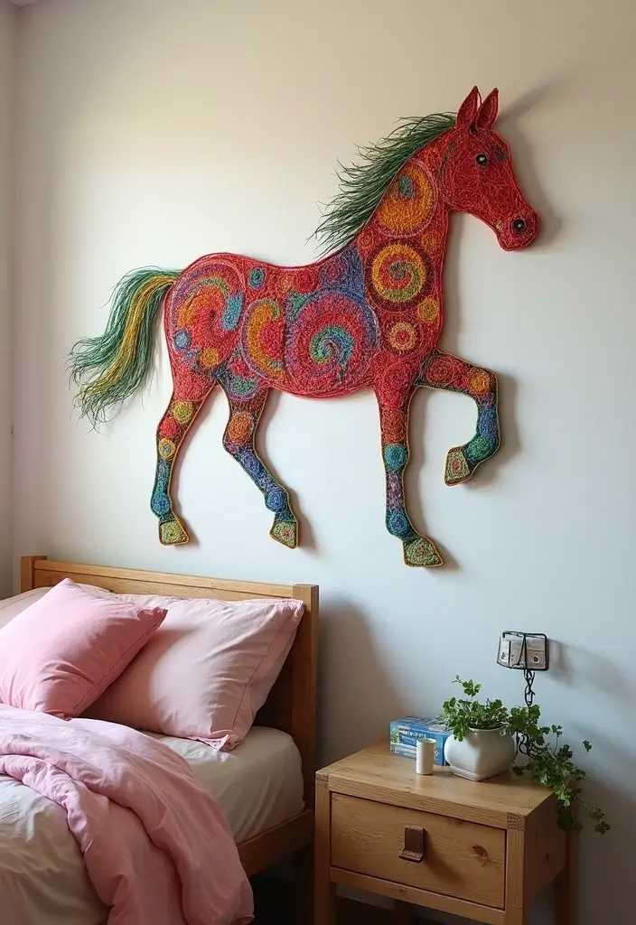 25 Horse Bedroom Ideas for Teens That Feel Rustic and Free-Spirited - 12. DIY Horse String Art