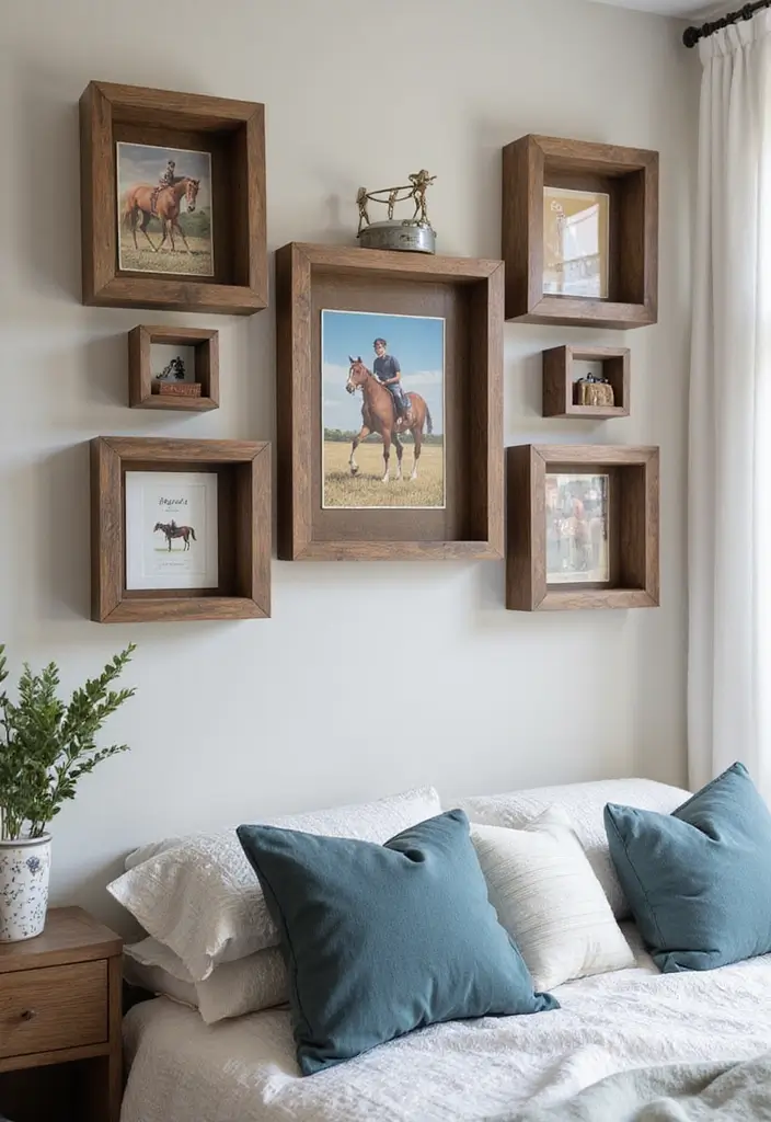 25 Horse Bedroom Ideas for Teens That Feel Rustic and Free-Spirited - 24. Equestrian Memorabilia Display