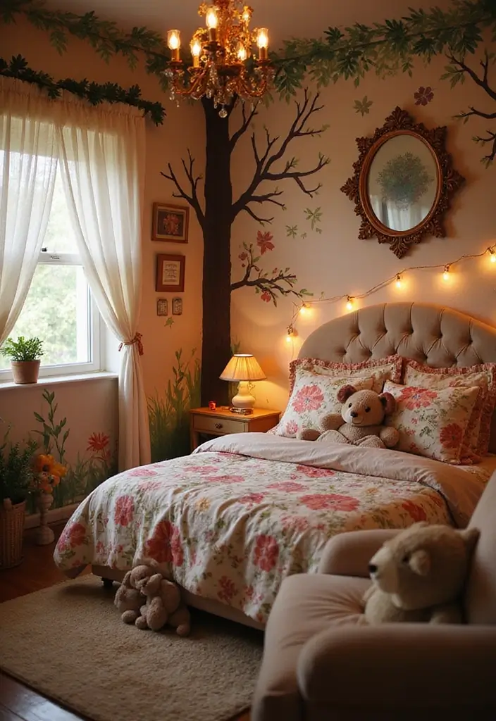25 Kids Room Ideas for Girls Bedroom That Feel Magical - 1. Enchanted Forest Retreat