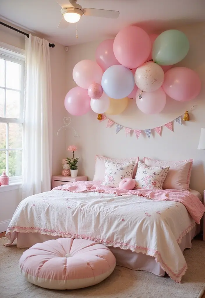 25 Kids Room Ideas for Girls Bedroom That Feel Magical - 6. Dreamy Balloon Paradise