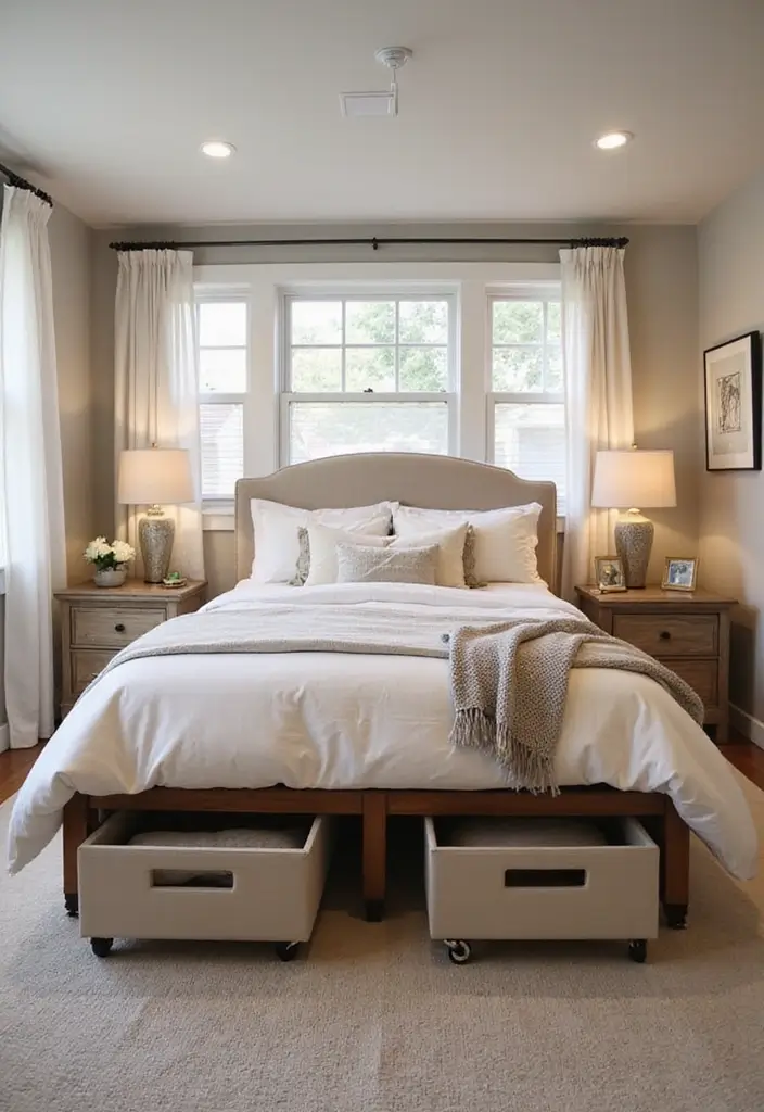 25 King Size Bed in Small Bedroom Ideas That Actually Work - 1. Under-Bed Storage Solutions