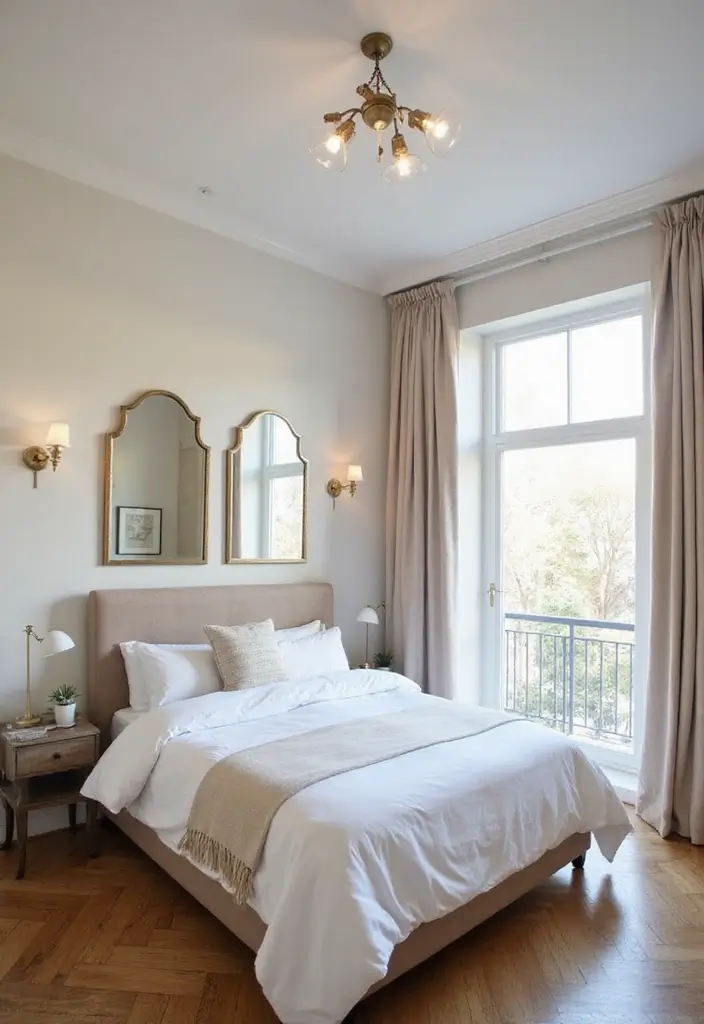 25 King Size Bed in Small Bedroom Ideas That Actually Work - 10. Creative Use of Mirrors