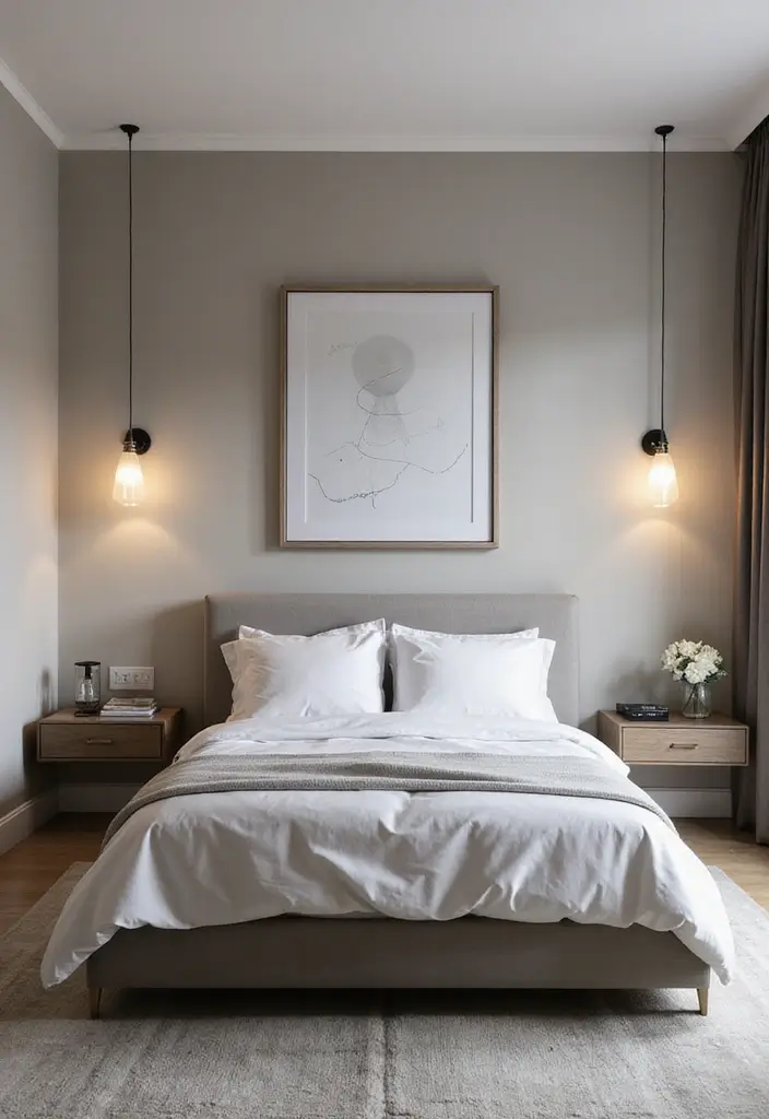 25 King Size Bed in Small Bedroom Ideas That Actually Work - 2. Floating Nightstands