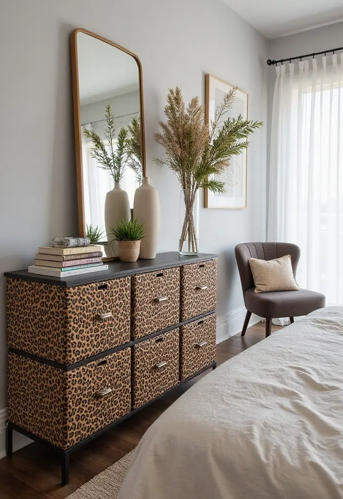 25 Leopard Print Bedroom Ideas That Feel Bold & Chic - 14. Leopard Print Storage Solutions