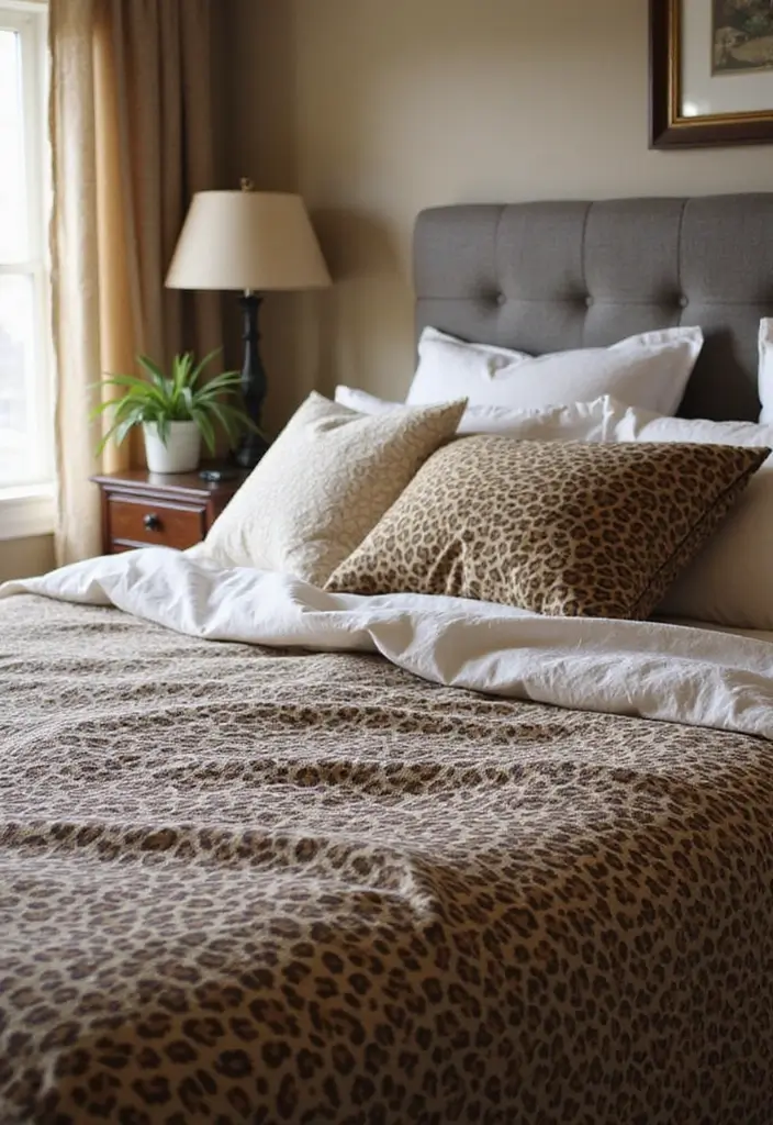 25 Leopard Print Bedroom Ideas That Feel Bold & Chic - 20. Leopard Print Quilts and Coverlets
