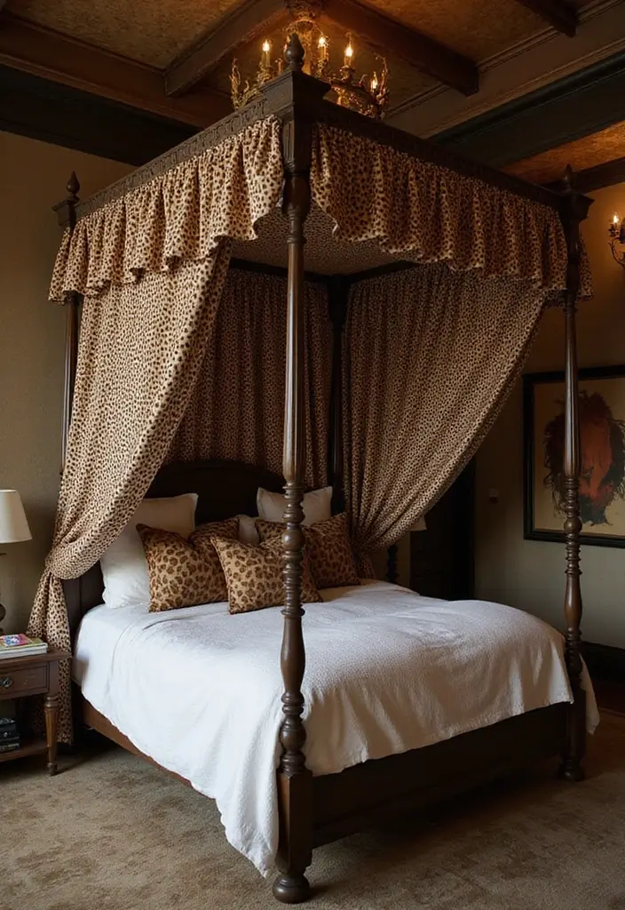 25 Leopard Print Bedroom Ideas That Feel Bold & Chic - 21. Leopard Print Canopy