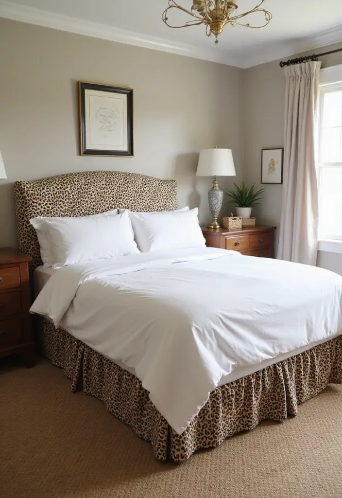 25 Leopard Print Bedroom Ideas That Feel Bold & Chic - 22. Leopard Print Bed Skirts
