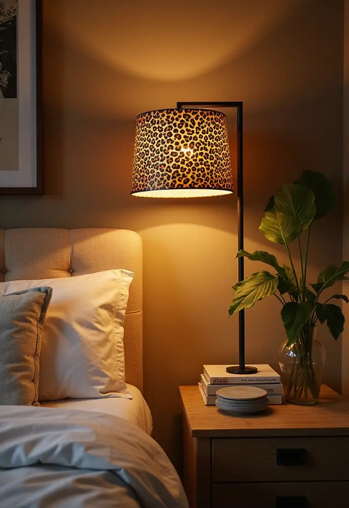 25 Leopard Print Bedroom Ideas That Feel Bold & Chic - 23. Leopard Print Lighting Fixtures