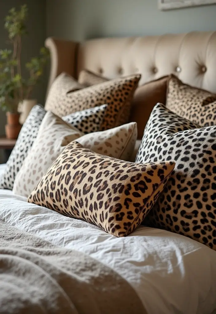 25 Leopard Print Bedroom Ideas That Feel Bold & Chic - 5. Leopard Print Throw Pillows