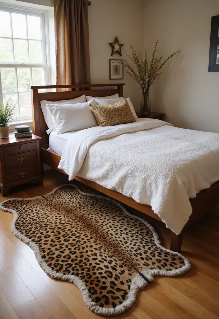 25 Leopard Print Bedroom Ideas That Feel Bold & Chic - 6. Leopard Print Area Rug
