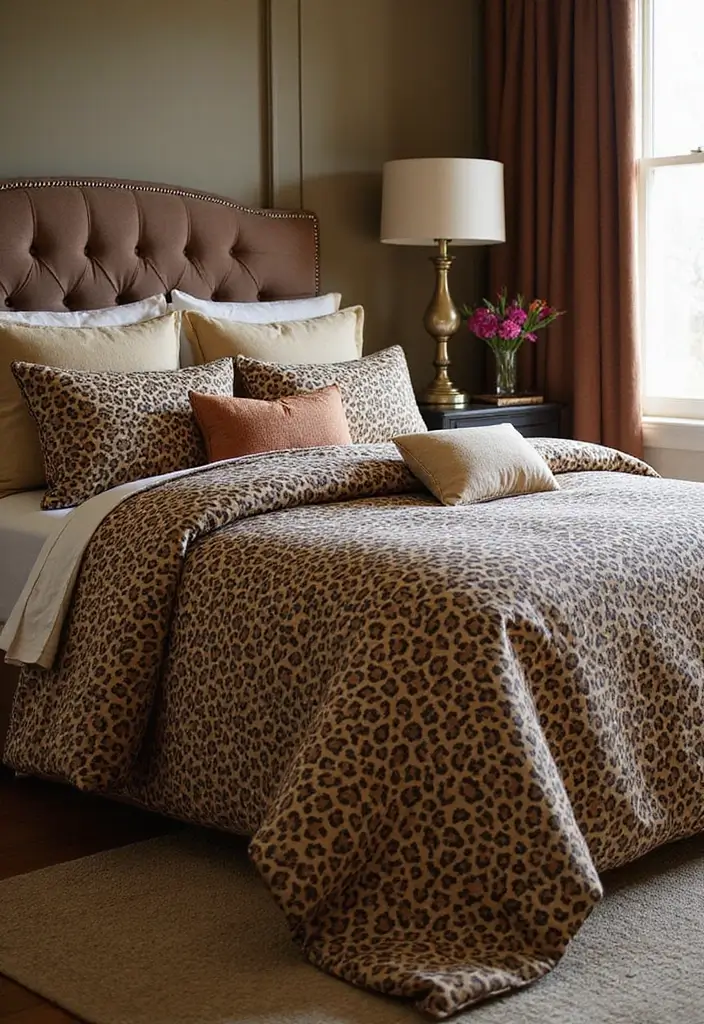 25 Leopard Print Bedroom Ideas That Feel Bold & Chic - 9. Leopard Print Bedding Sets