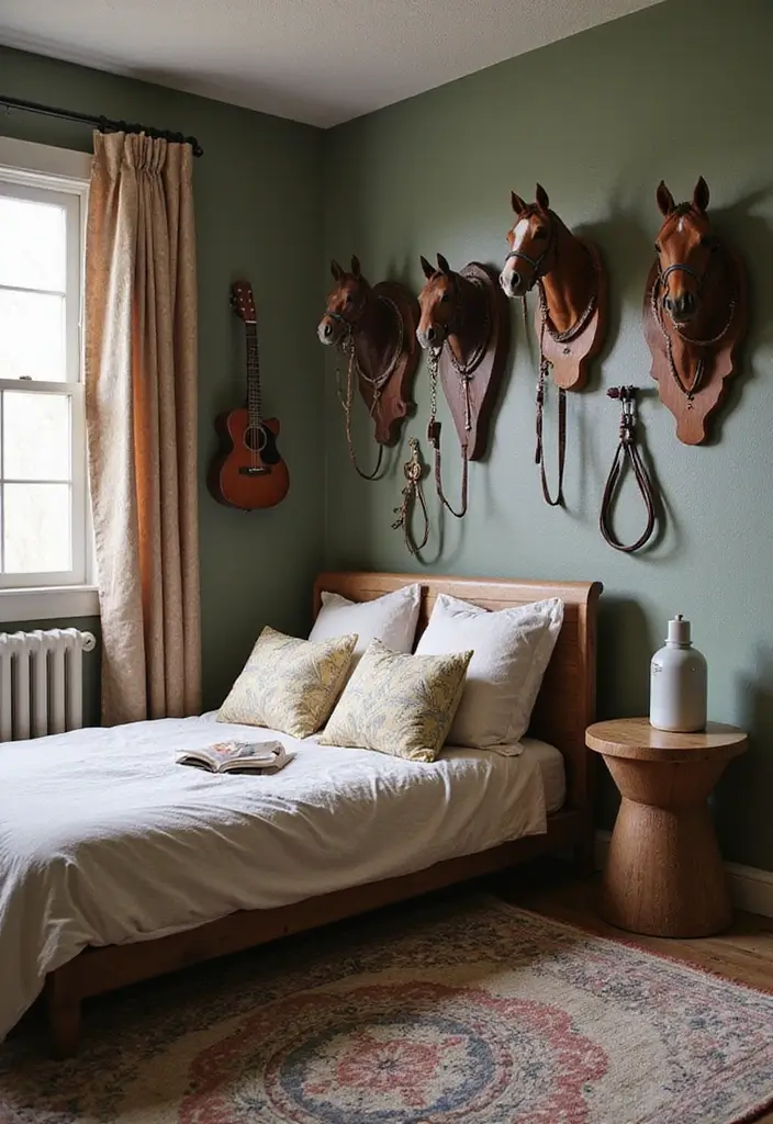 25 Western Bedroom Ideas for Teens That Channel Cowboy Energy - 11. Wall-Mounted Tack and Riding Gear
