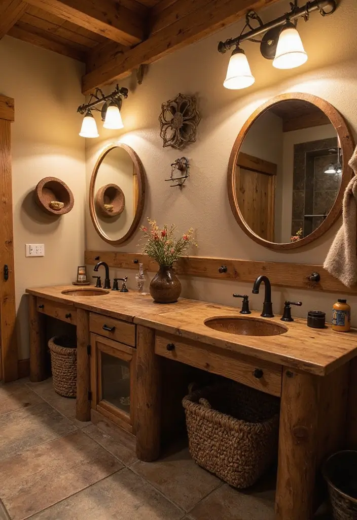 25 Western Bedroom Ideas for Teens That Channel Cowboy Energy - 22. Rustic Bathroom Decor